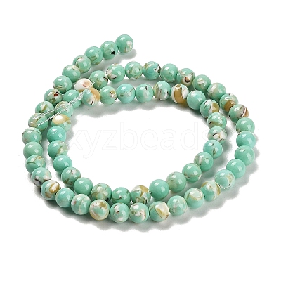 Assembled Synthetic Stone and Trochus Shell Beads Strands G-B128-08B-02-1