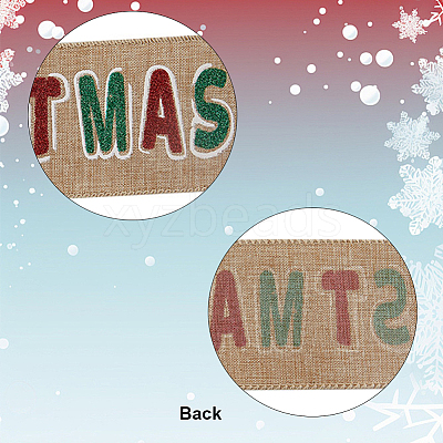 2 Rolls 2 Styles Christmas Printed Linen Ribbon OCOR-GF0002-72-1
