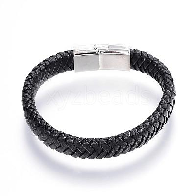 Braided Leather Cord Bracelets BJEW-P099-05B-1
