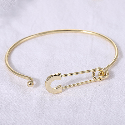 Paper Clip Shaped Brass Cuff Bangles for Women FS-WG1BAA8-01-1