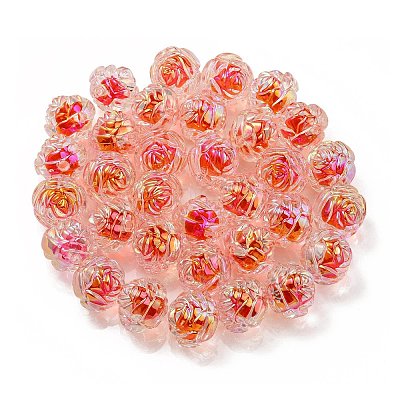UV Plating Rainbow Iridescent Acrylic Beads OACR-P010-20C-1