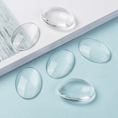 Transparent Oval Glass Cabochons X-GGLA-R022-35x25-1