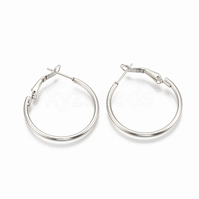 Tarnish Resistant 304 Stainless Steel Hoop Earrings STAS-S078-07-30mm-1