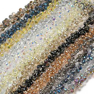 Electroplate Transparent Glass Beads Strands EGLA-M030-01A-1