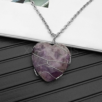 Natural Amethyst Pendant Necklaces CY8832-14-1