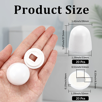 20Pcs PP Plastic Toilet Bolt Caps FIND-CN0001-92-1