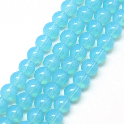 Baking Paint Glass Beads Strands DGLA-Q023-8mm-DB19-1