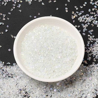 Transparent Electroplate Crushed Glass Craft GLAA-F123-02-1