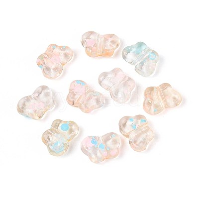 Spray Painted Transparent Acrylic Beads OACR-N149-01I-1