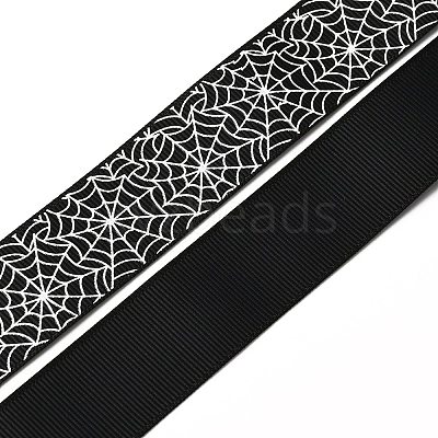 5 Yards Halloween Printed Polyester Grosgrain Ribbon OCOR-WH0047-95A-02-1