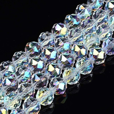 Electroplate Transparent Glass Beads Strands EGLA-N002-18A-B01-1