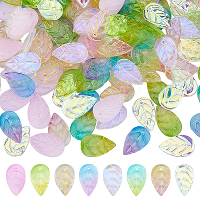 160Pcs 8 Colors Glass Pendants GLAA-DC0001-35-1