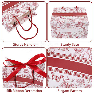 Floral Printed Paper Gift Tote Bags ABAG-WH0044-82D-1