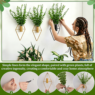 8Pcs 2 Styles Rhombus Iron Wall-mounted Vase AJEW-DR0002-97-1