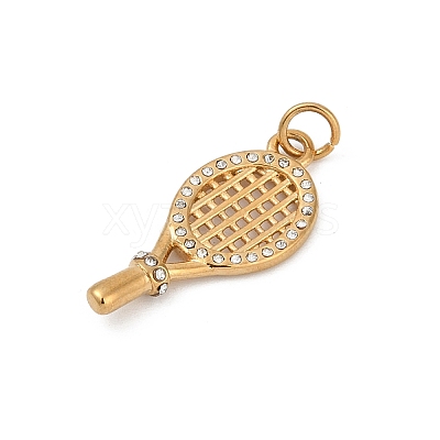 304 Stainless Steel Micro Pave Cubic Zirconia Pendants STAS-D305-02G-A-1