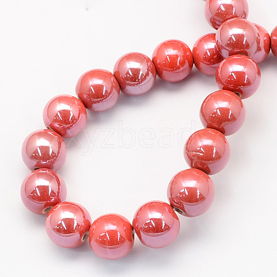 Glazed Porcelain Round Beads X-PORC-S489-6mm-14-1