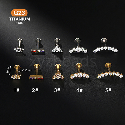G23 Titanium Micro Pave Clear Cubic Zirconia Internally Threaded Labrets WG2497D-06-1