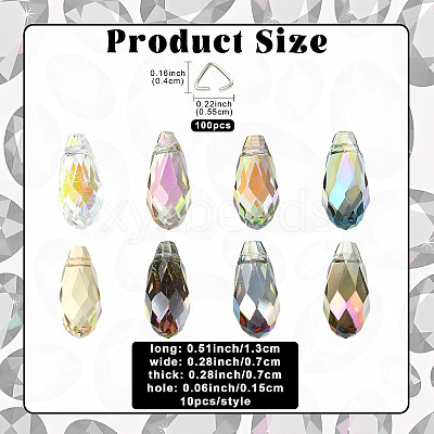 80Pcs 8 Colors Electroplate Transparent Glass Beads EGLA-FS0002-65-1