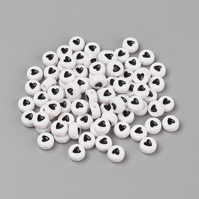 Acrylic Enamel Beads OACR-WH0003-04A-1