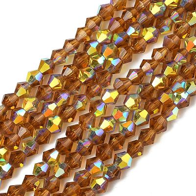 Electroplate Transparent Glass Beads Strands EGLA-K015-18U-1