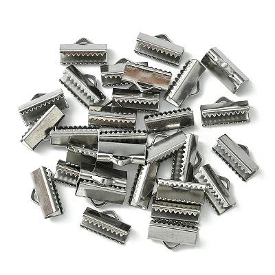 304 Stainless Steel Ribbon Crimp Ends STAS-YW0001-78D-1