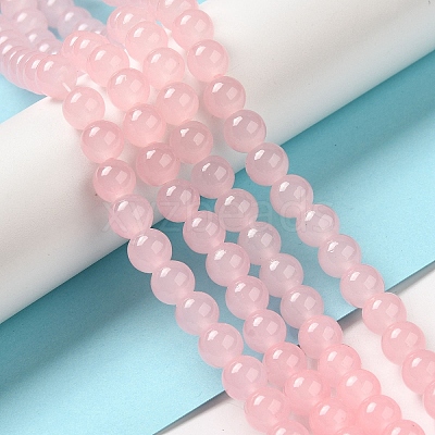 Baking Paint Imitation Jade Glass Round Bead Strands X-DGLA-Q021-8mm-26-1