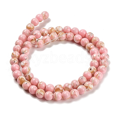 Assembled Synthetic Stone and Trochus Shell Beads Strands G-B128-08B-03-1