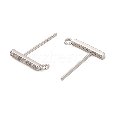 Rhodium Plated 925 Sterling Silver Ear Stud Findings STER-F058-01P-04-1
