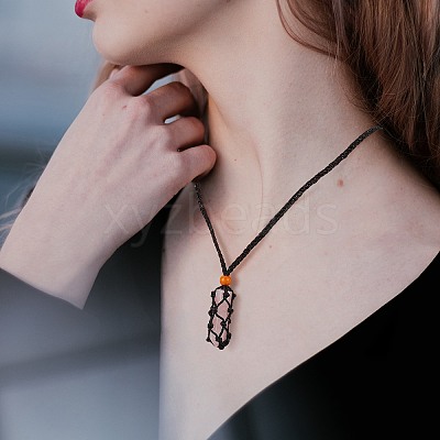 8Pcs 4 Style Adjustable Braided Waxed Cord Macrame Pouch Necklace Making NJEW-SZ0001-48-1