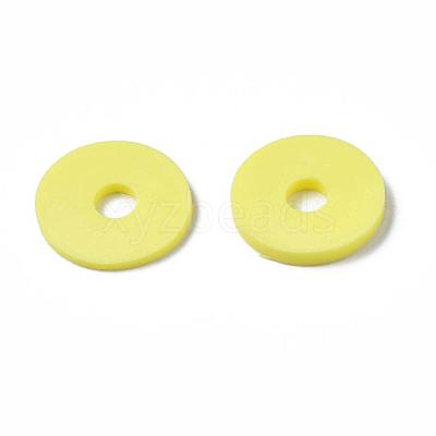 Flat Round Handmade Polymer Clay Beads CLAY-R067-12mm-22-1