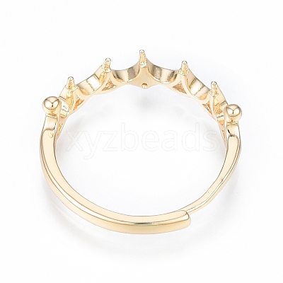 Brass Micro Clear Cubic Zirconia Adjustable Ring Settings KK-T062-238G-1