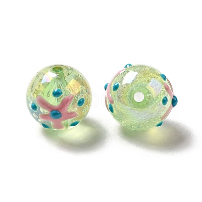 AB Color Transparent Crackle Acrylic Round Beads OACR-A013-04D-1