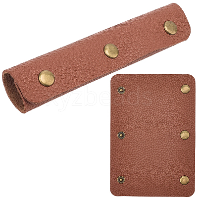 2Pcs PU Leather Luggage Handle Wrap Covers PURS-GL0001-06B-1