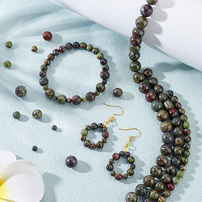 4 Strands 4 Styles Natural Dragon Blood Jasper Bead Strands G-OC0005-10-1