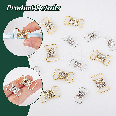 16Pcs 2 Colors Alloy Crystal Rhinestone Connector Charms KK-WR0001-07-1