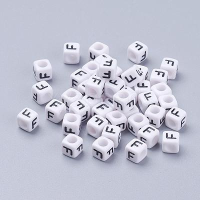 Letter F Acrylic Cube Beads X-PL37C9308-F-1