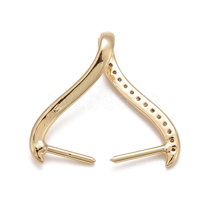 Rack Plating Brass Micro Pave Cubic Zirconia Ice Pick Pinch Bails KK-B056-01KCG-1