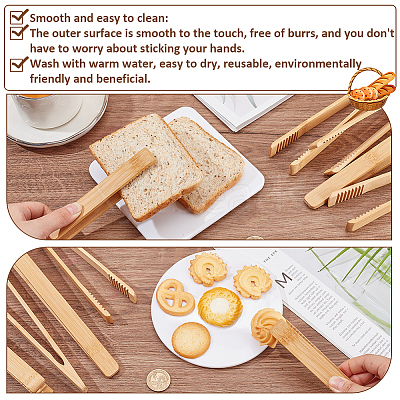 Bamboo Cooking Tongs AJEW-WH0270-205-1