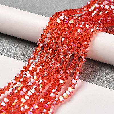 Transparent Electroplate Glass Beads Strands GLAA-F029-2mm-A14-1