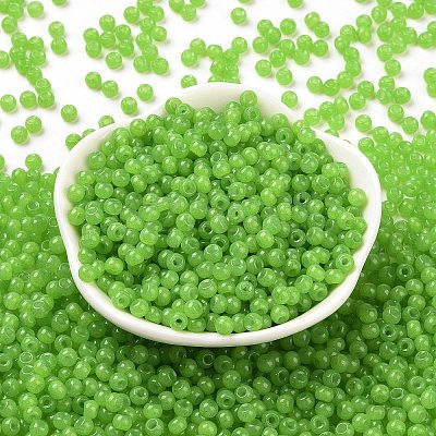 6/0 Imitation Jade Glass Seed Beads SEED-T006-04A-11-1