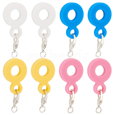 8Pcs 4 Colors Silicone Straw Pendants FIND-GO0003-51-1