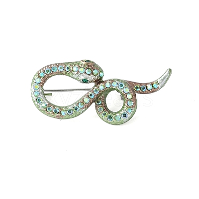 Snake Alloy Rhinestone Brooches for Backpack Clothes JEWB-V003-01P-1