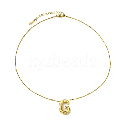 Ion Plating(IP) Initial Letter 304 Stainless Steel Pendant Necklace NJEW-R265-05G-G-1