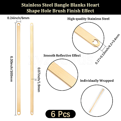 6Pcs Stainless Steel Blank Cuff Bangles MAK-BBC0001-32G-1