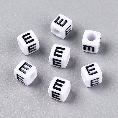 Large Hole Acrylic Letter European Beads SACR-Q103-6mm-01E-1