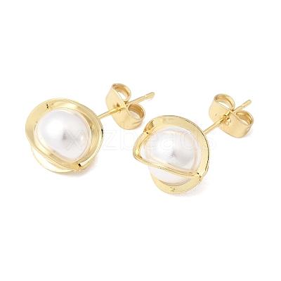 Brass Stud Earrings for Women EJEW-F421-02G-1