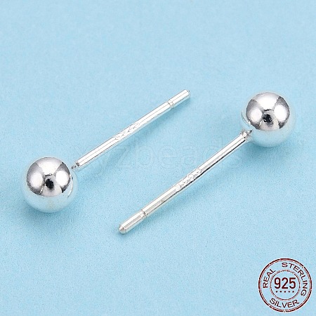925 Sterling Silver Round Ball Stud Earrings STER-T005-01E-1
