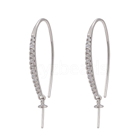 Anti-Tarnish Rhodium Plated 925 Sterling Silver Micro Pave Cubic Zirconia Earring Hooks STER-F041-88P-1