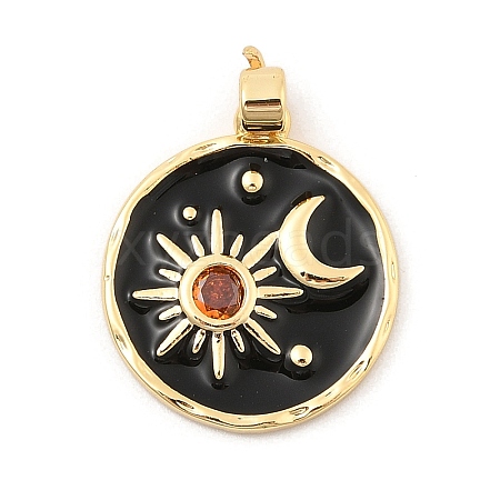 Rack Plating Brass Rhinestone Pendants KK-S407-10G-1