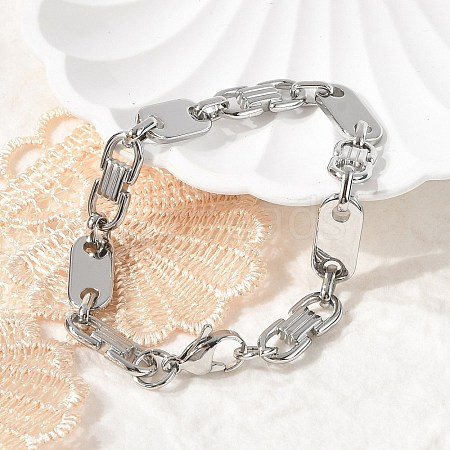 304 Stainless Steel Oval Link Chain Bracelets for Women Men BJEW-F488-57P-1